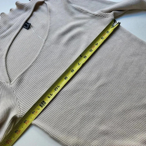 FOREVER 21 Women's Ribbed Textured Cutout Midi Dress Beige Pullover Sz M - Picture 10 of 14